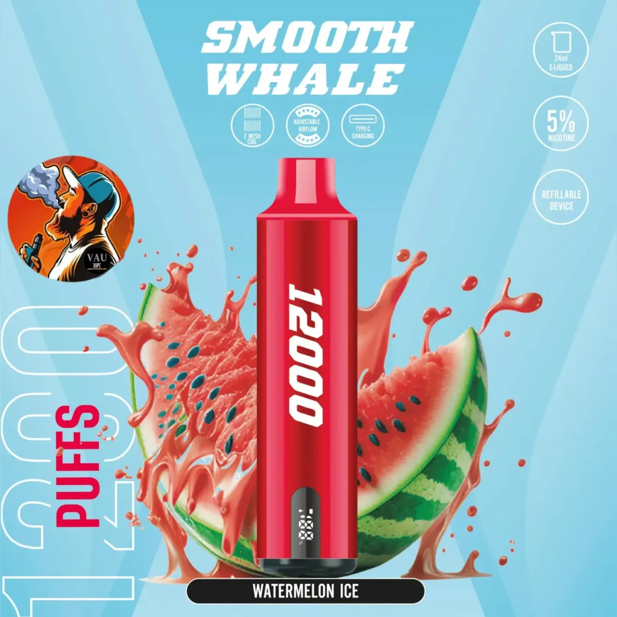 Smooth Whale 12000 Puffs 20MG Disposable Vape - Dubai