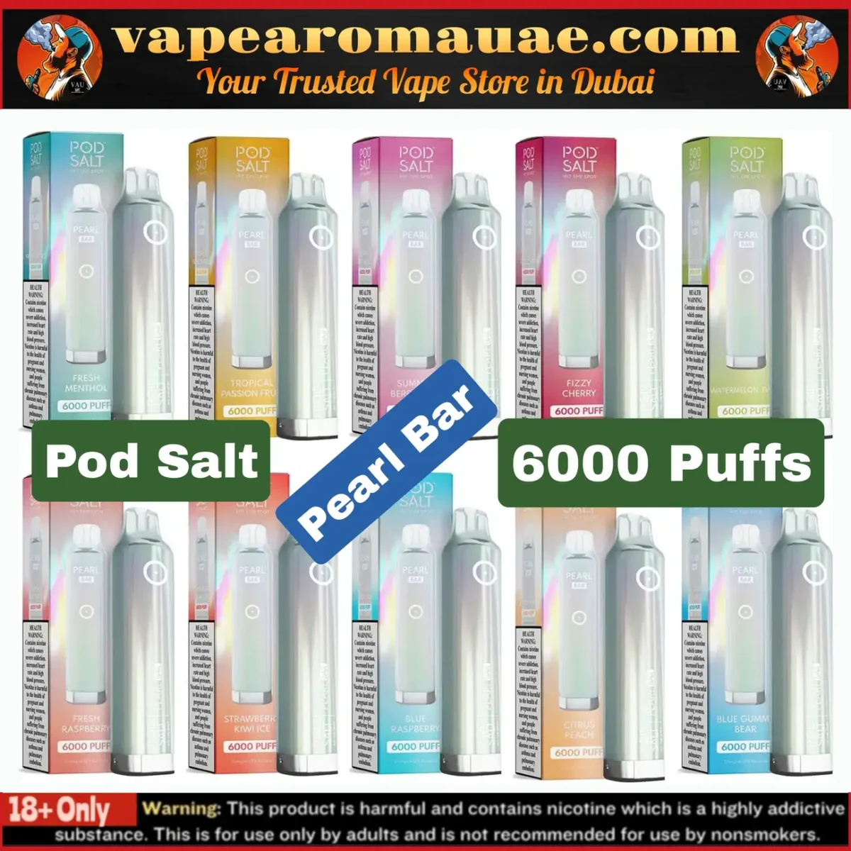 Pod Salt Pearl Bar 6000 Puffs 20mg Disposable Vape in Dubai