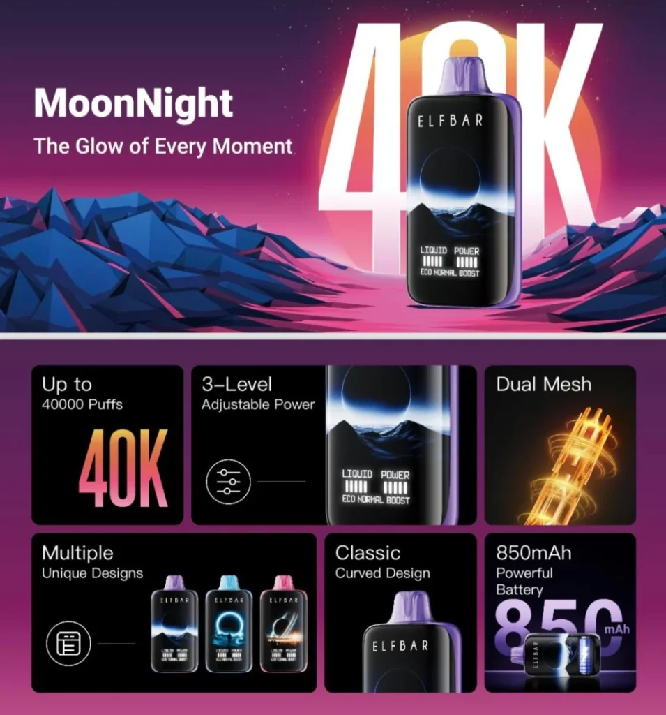 Elf Bar Moon Night 40000 Puffs Authentic 5% Disposable Vape - Dubai UAE