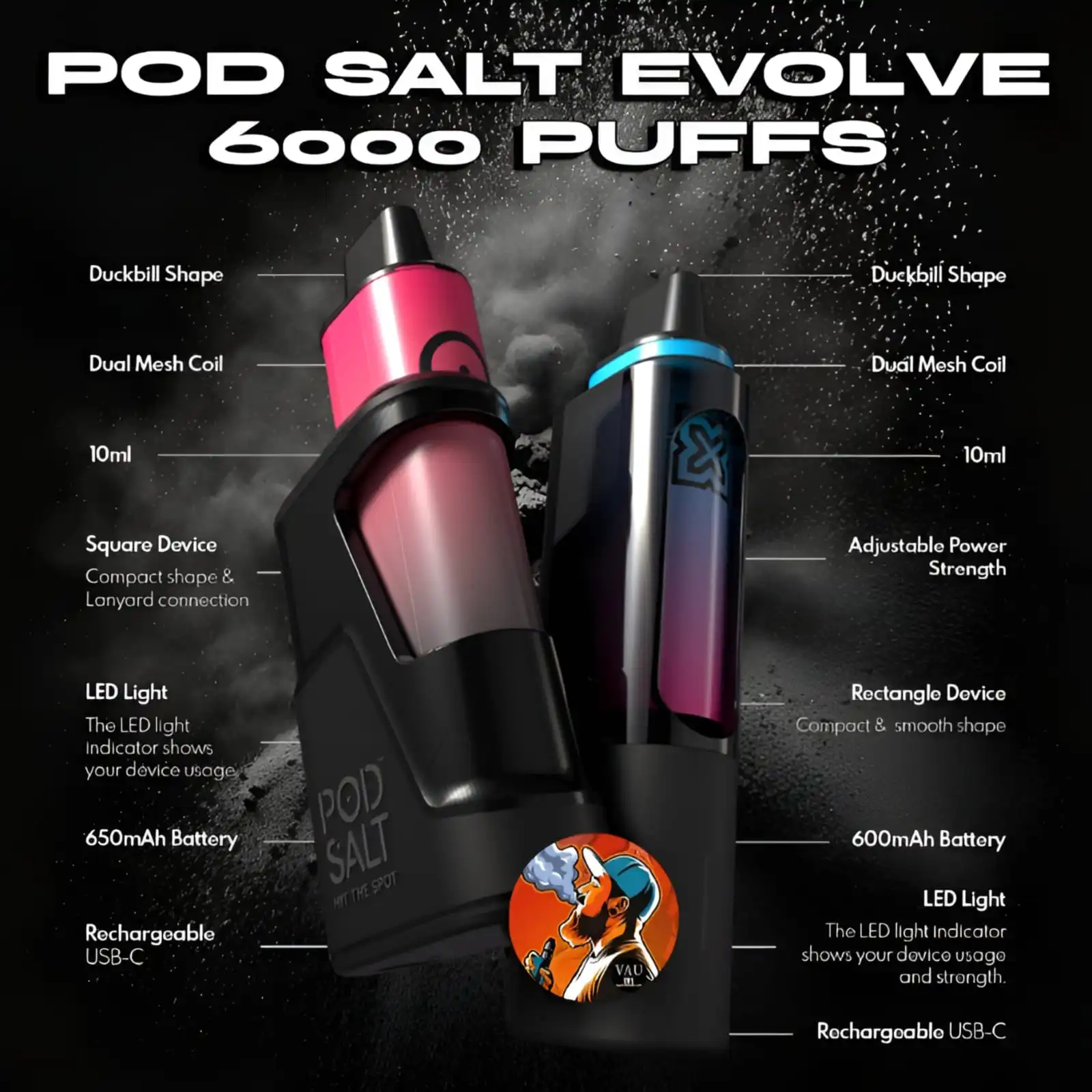 Pod Salt Evolve 6000 Puffs 2% Strength Disposable Vape