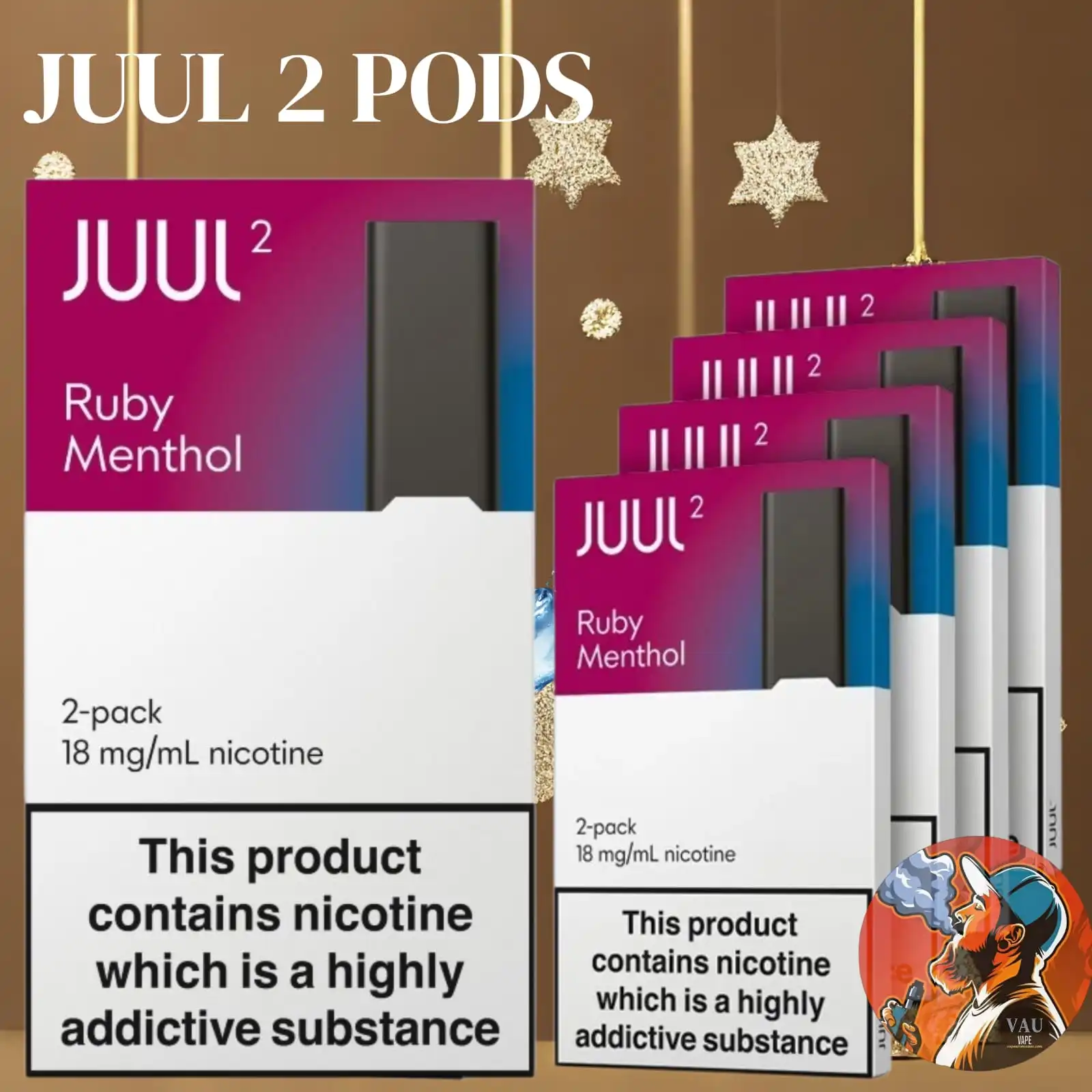 Juul 2 Pods Ruby Menthol Flavor | Smooth Throat Hit - Dubai