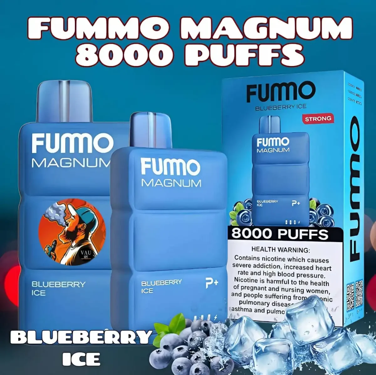 Fummo Magnum Blueberry Ice 8000 Puffs Disposable Vape Flavor in Dubai UAE