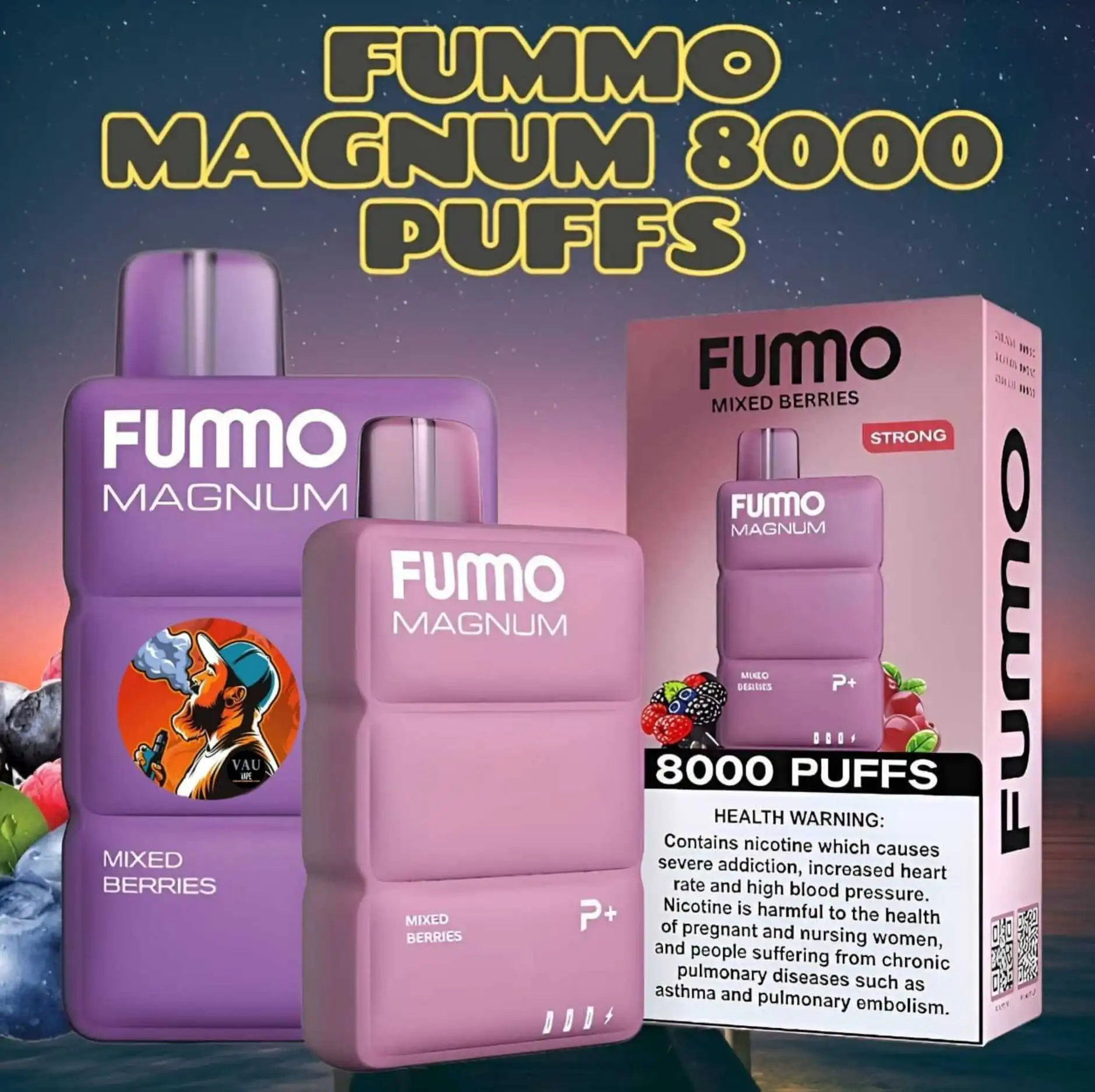 Fummo Magnum Mixed Berries 8000 Puffs Disposable Vape 20mg in Dubai UAE