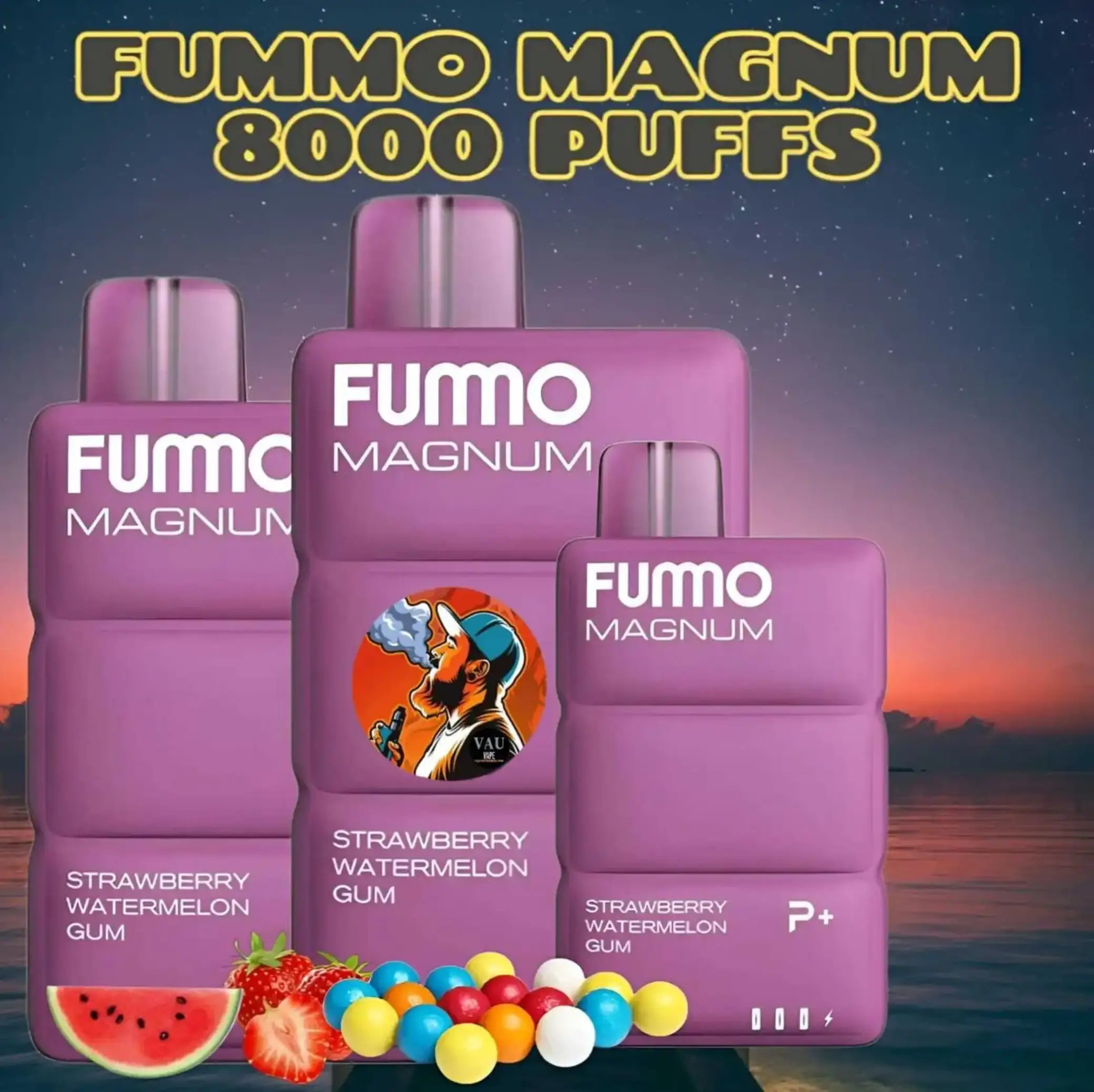 Fummo Magnum Strawberry Watermelon Gum 8000 Puffs Disposable Vape 20mg in Dubai UAE