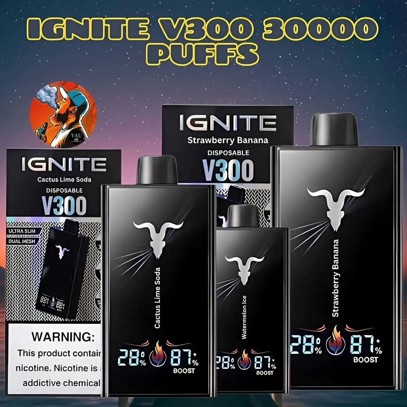 IGNITE V300 30000 Puffs Disposable Vape 5% Nicotine 30K in Dubai UAE