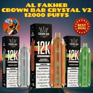 AL Fakher Crown Bar Crystal V2 12000 Puffs Disposable Vape Dubai UAE