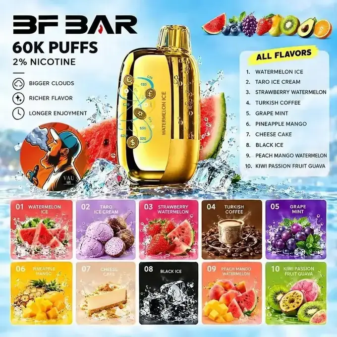 BF Bar 60000 Puffs Disposable Vape 60k Dual Mode - Dubai UAE
