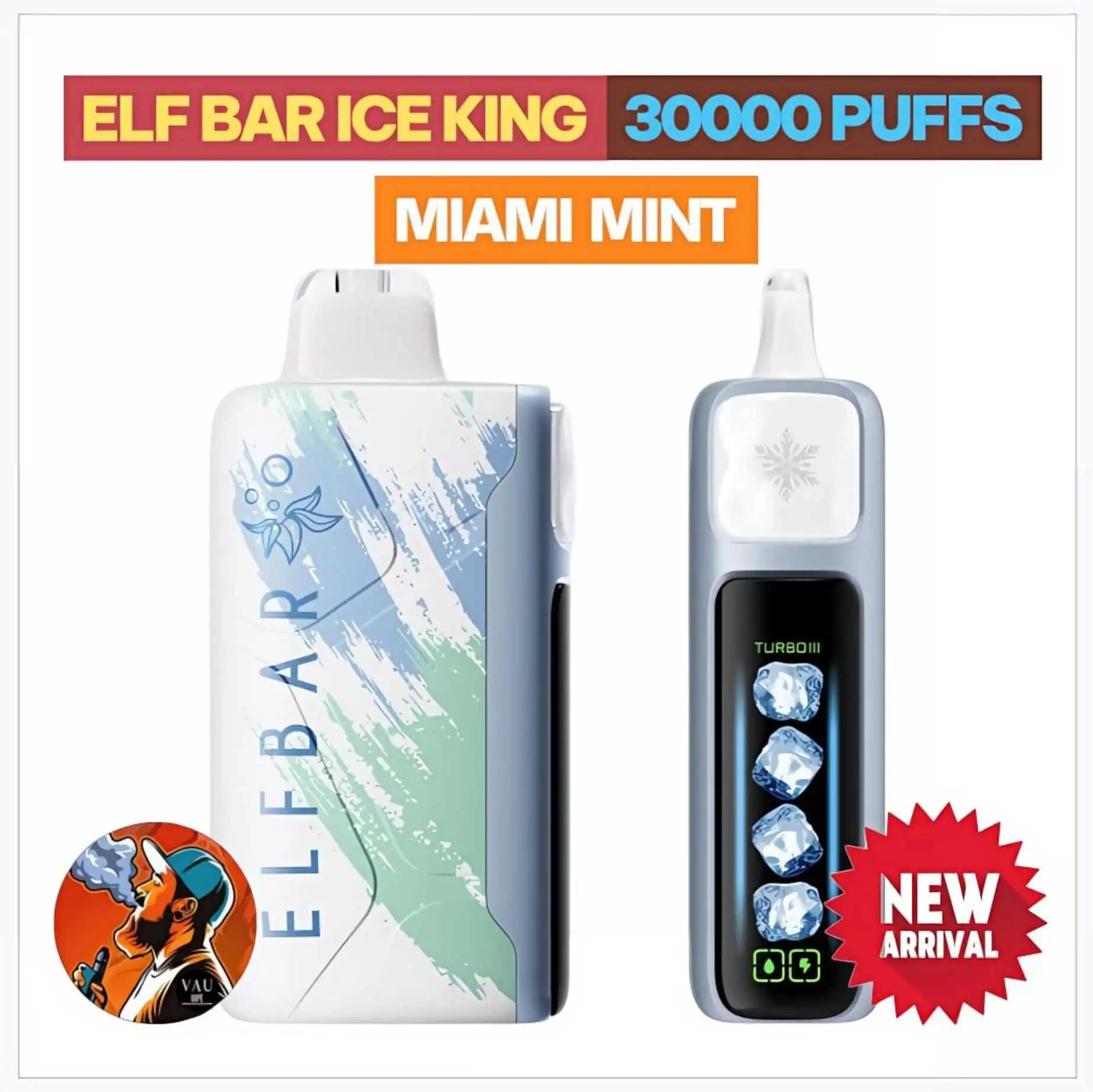 Elf Bar Ice King Miami Mint 30000 Puffs Disposable Vape - Dubai