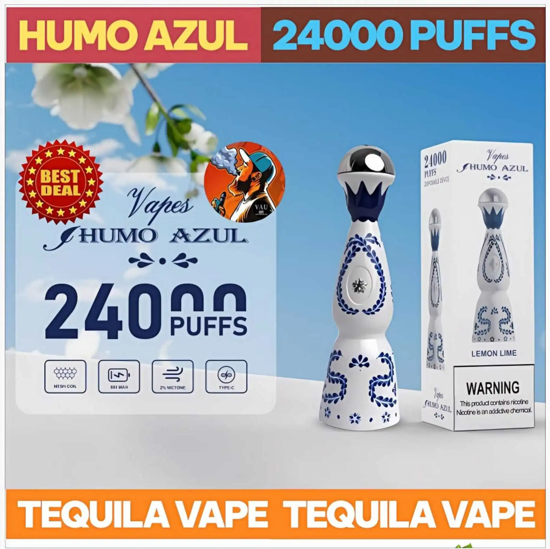 Tequila Vape Humo Azul 24000 Puffs Disposable Vape - Dubai